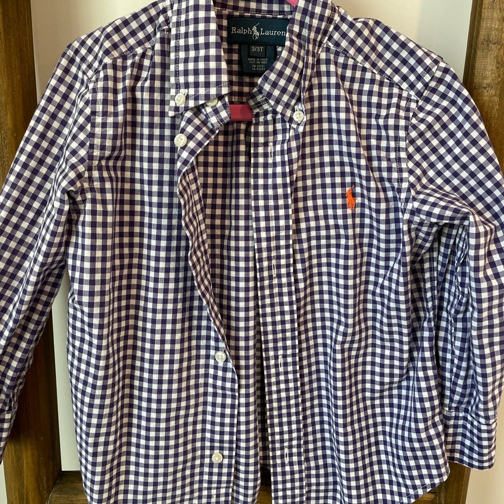 EUC Purple Checkered Polo Button Down - Picture 2 of 3
